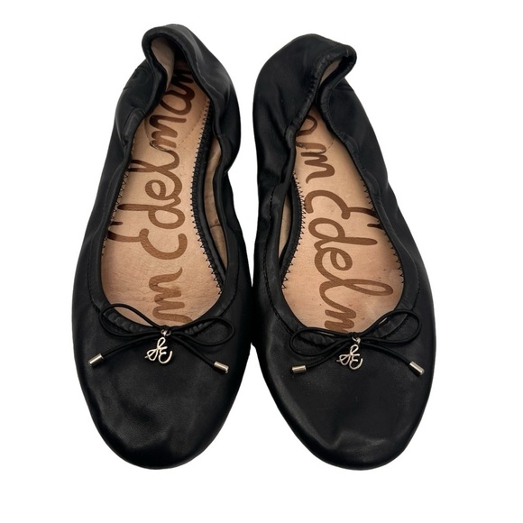 Sam Edelman Black Leather Logo Charm Ballet Flats Size 8.5 Women’s - Picture 6 of 10